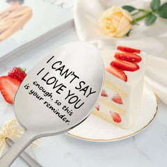 1 Piece 1" "I Can't Say I Love You" Engraved Stainless Steel Spoon, Perfect for Coffee Espresso