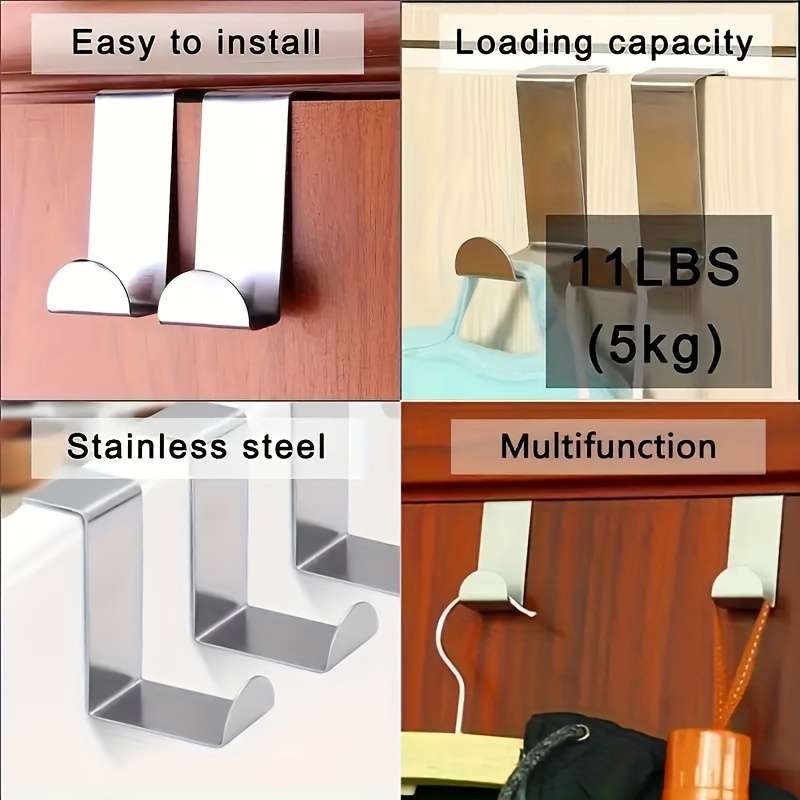 3 stainless steel door hooks