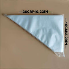 Triangle embossing bags, HDPE cream bags, 100 pcs, suitable for cake decoration, cookies, pastries, desserts, icing tools. Easy to use, non-stick, durable, suitable for beginners and professionals.