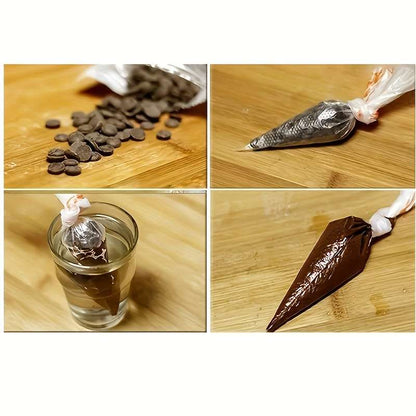 Triangle embossing bags, HDPE cream bags, 100 pcs, suitable for cake decoration, cookies, pastries, desserts, icing tools. Easy to use, non-stick, durable, suitable for beginners and professionals.