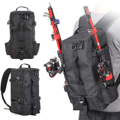 4.6 Gallon Black Multi-Compartment Fishing Backpack