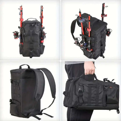4.6 Gallon Black Multi-Compartment Fishing Backpack