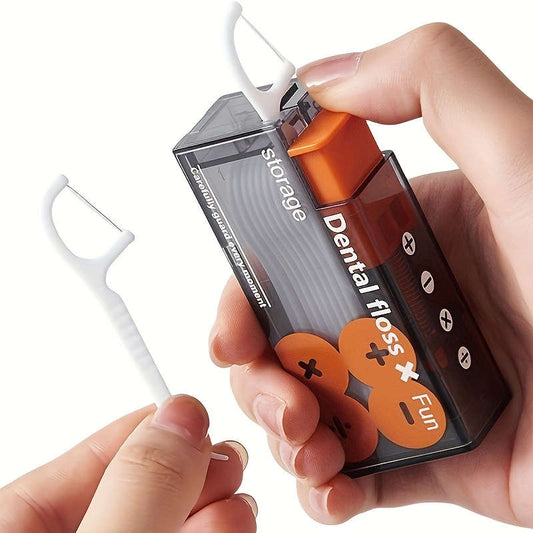 Automatic dental floss dispenser, portable toothpick holder with 10 refillable dental floss bottles
