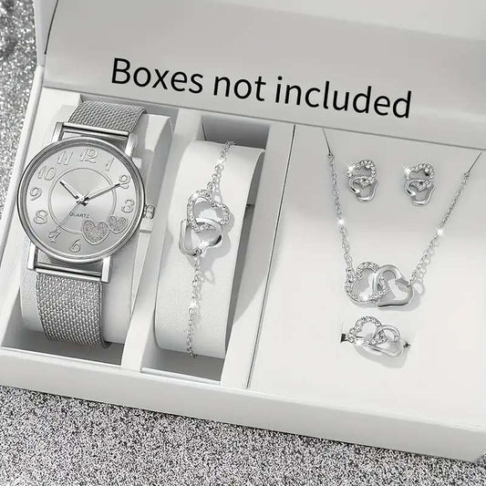 Fashionable 6-piece digital dial women's quartz watch set