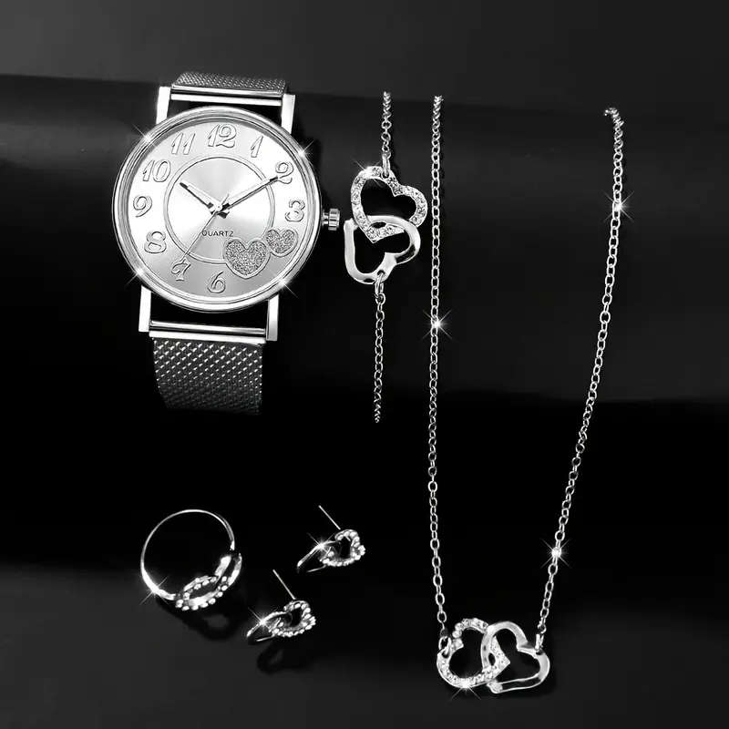 Fashionable 6-piece digital dial women's quartz watch set