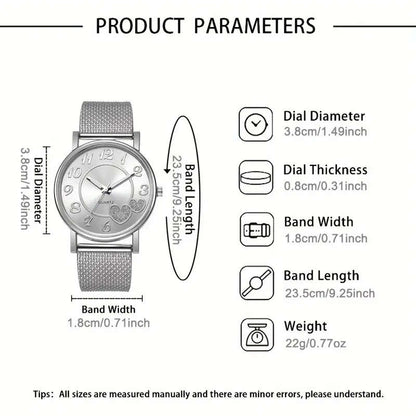 Fashionable 6-piece digital dial women's quartz watch set