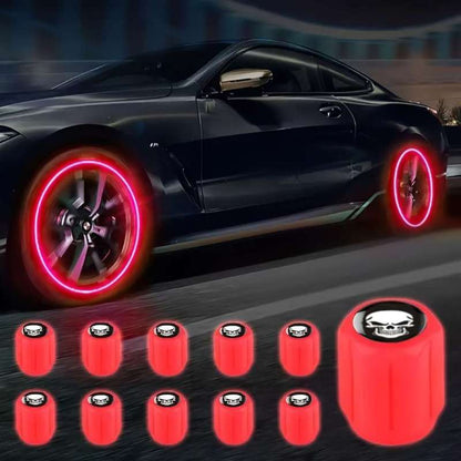 4 new fluorescent skull tire valve caps