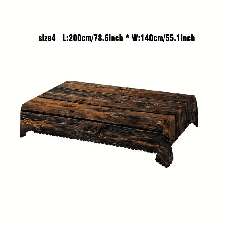 1 rectangular tablecloth with rustic wood grain print 140*200 cm