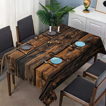 1 rectangular tablecloth with rustic wood grain print 140*200 cm