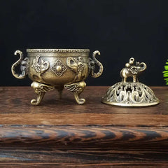 Elegant Metal Elephant Tea Ceremony Incense Burner
