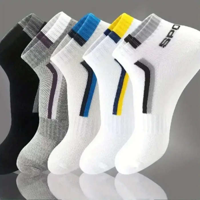 10 Pairs of Men's Sports Socks Breathable Mesh Basketball Socks Casual Sports Mid-calf Socks Polyester Multicolor Hand Wash or Dry Clean