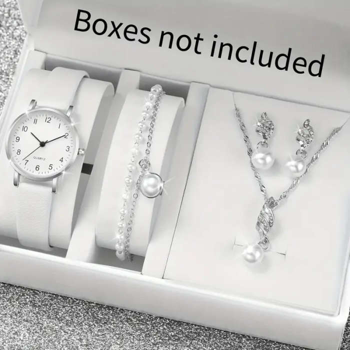 5-piece set of women's fashionable Korean style simple quartz watches