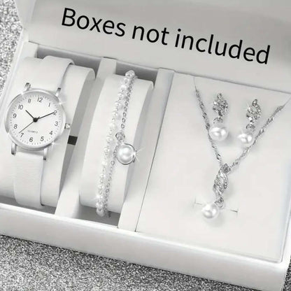 5-piece set of women's fashionable Korean style simple quartz watches