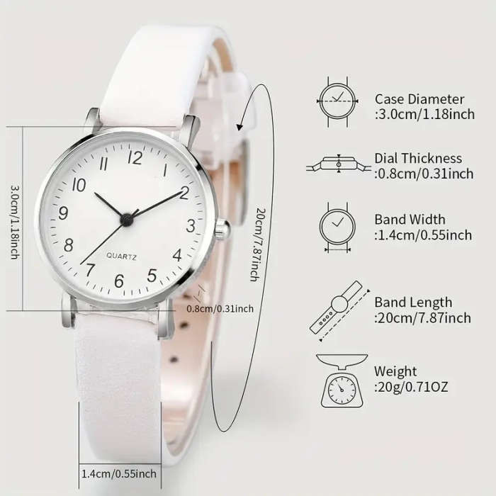 5-piece set of women's fashionable Korean style simple quartz watches