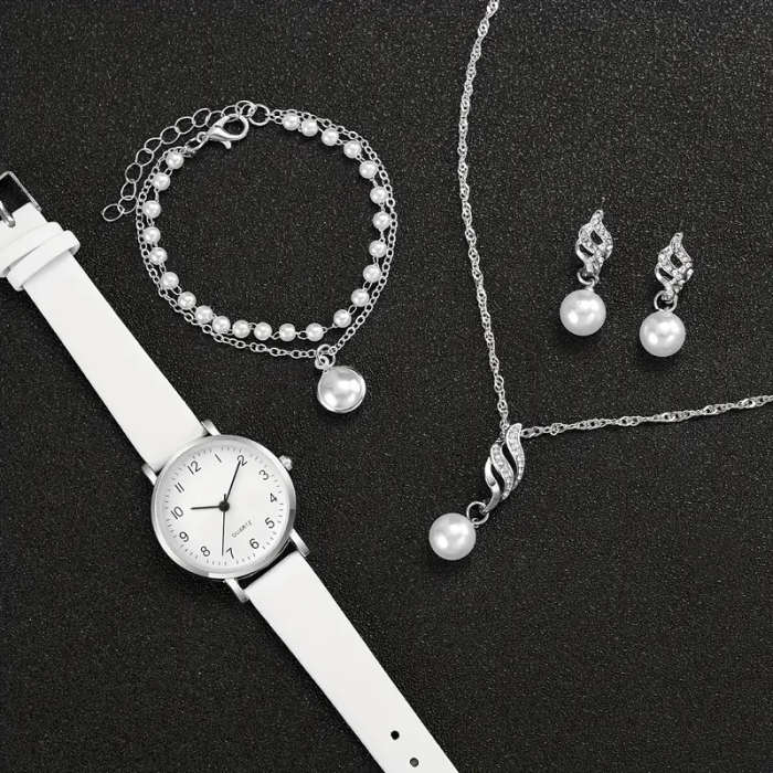 5-piece set of women's fashionable Korean style simple quartz watches