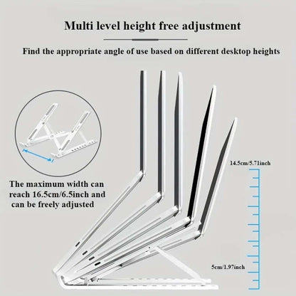 1 piece adjustable laptop stand, 7 angles tilt, portable and foldable ABS plastic, helps improve airflow