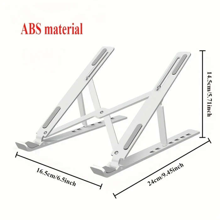 1 piece adjustable laptop stand, 7 angles tilt, portable and foldable ABS plastic, helps improve airflow
