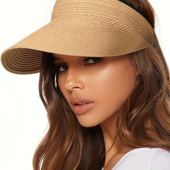 1 Pack Women's Summer Sun Hat Outdoor Visor Hat with Large Brim and Foldable Crown