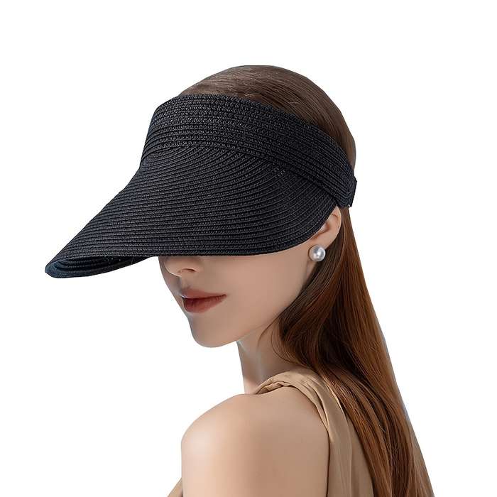 1 Pack Women's Summer Sun Hat Outdoor Visor Hat with Large Brim and Foldable Crown