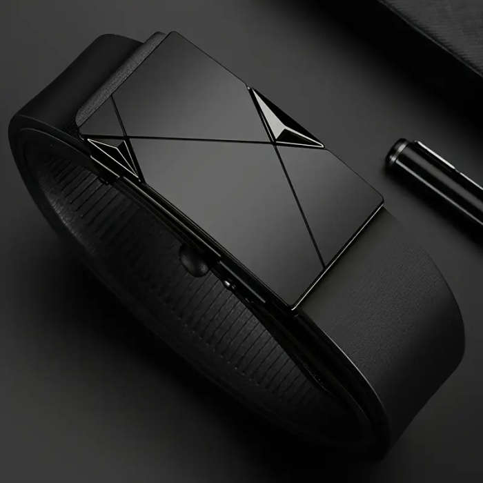 Men's automatic buckle belt black 130 cm