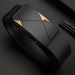 Men's automatic buckle belt black 130 cm