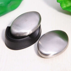 Stainless steel oval soap bar for removing hand odor and garlic odor
