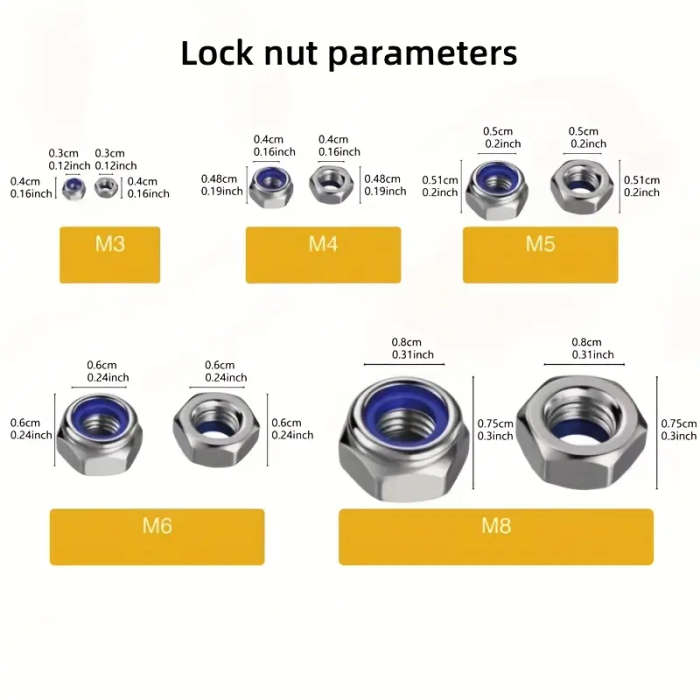 150 pieces of anti-lock hexagon nuts