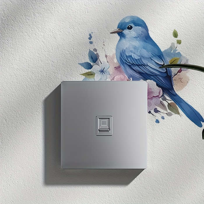 Lucky Blue Bird Plant Flower Decorative Switch Sticker