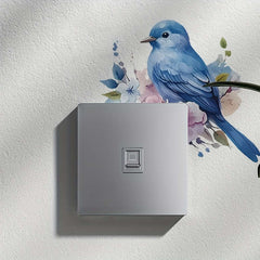 Lucky Blue Bird Plant Flower Decorative Switch Sticker