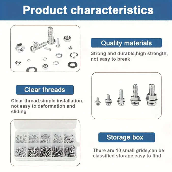 120PCS Angle Nuts and Bolts Set