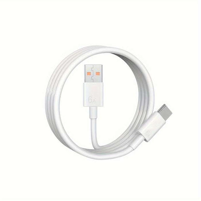 1 Type-C Data Cable 100cm Round PVC USB Charging Matte Finish 6A Fast Charging 36V >80