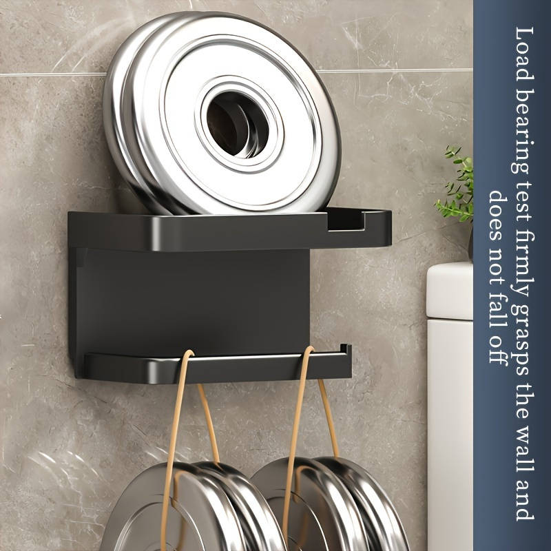 Space saving self-adhesive toilet paper holder with storage shelf