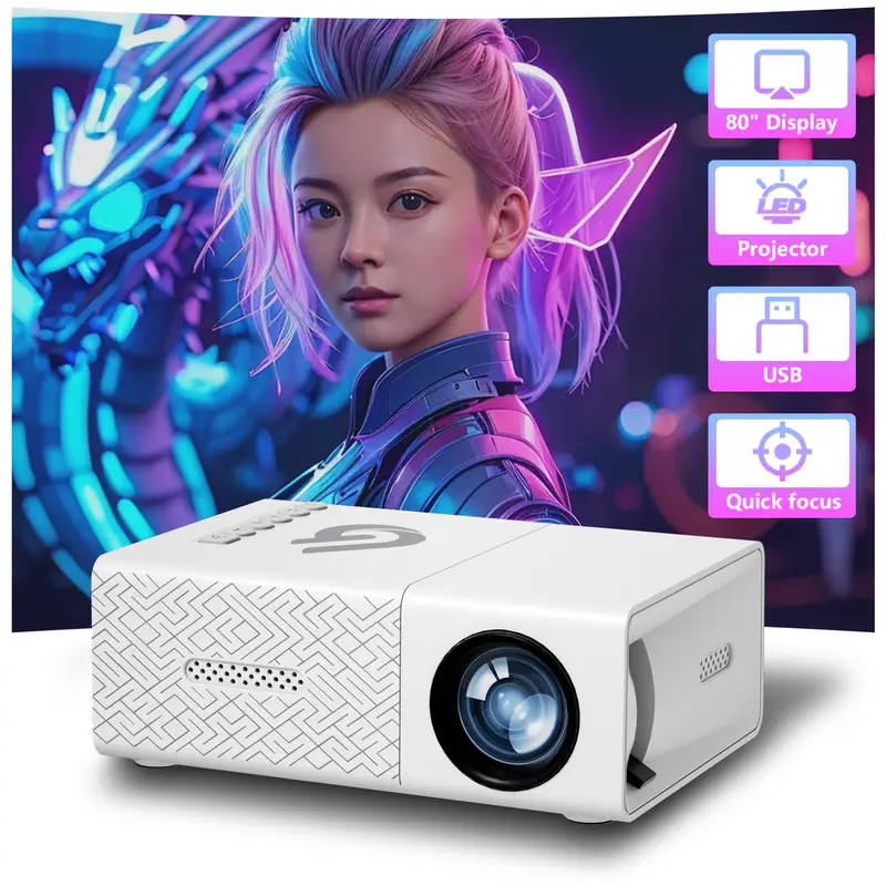 Portable mini projector with LED light