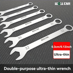 Dual-use ultra-thin wrench set
