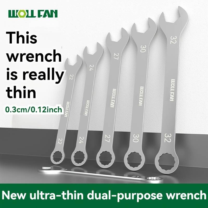 Dual-use ultra-thin wrench set