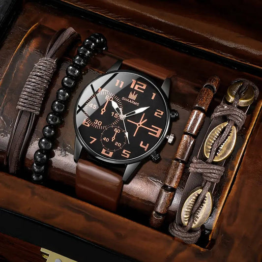 5-piece quartz watch and bracelet set