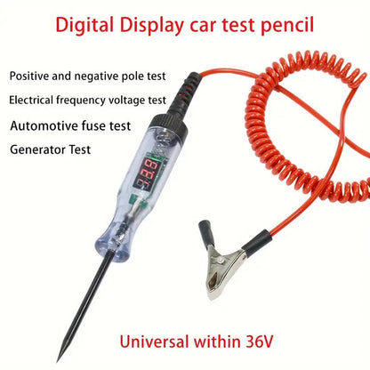 1 Pack Automotive Diagnostic Tester with Digital Display Long Probe DC Voltage Tester for Cars Trucks