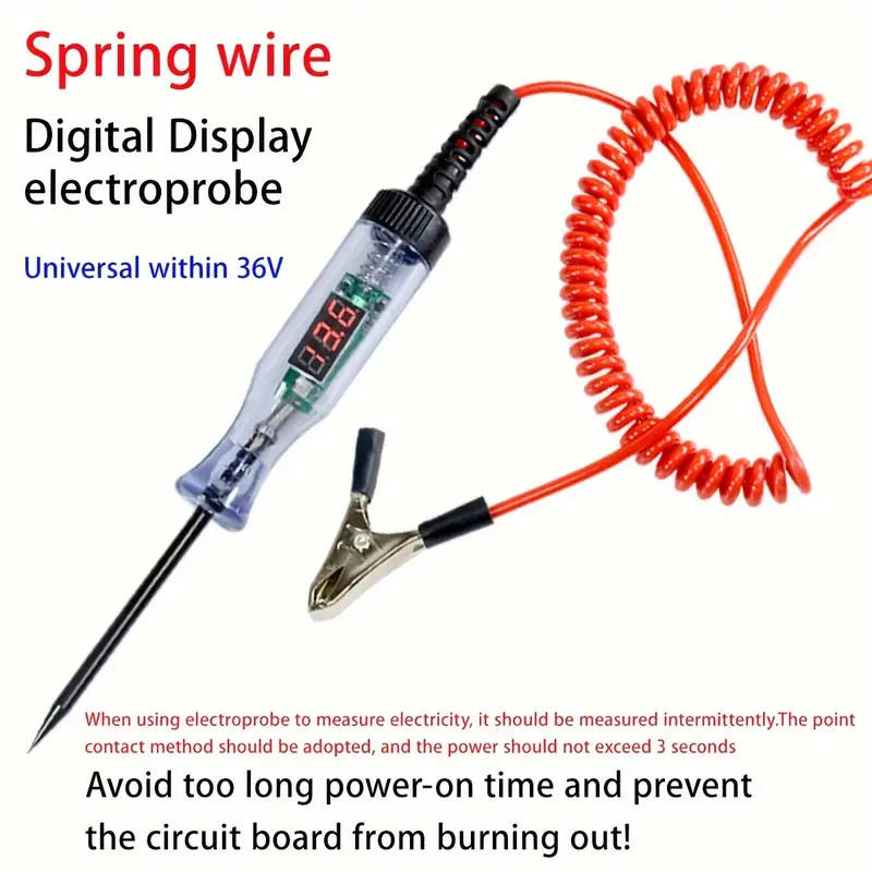 1 Pack Automotive Diagnostic Tester with Digital Display Long Probe DC Voltage Tester for Cars Trucks