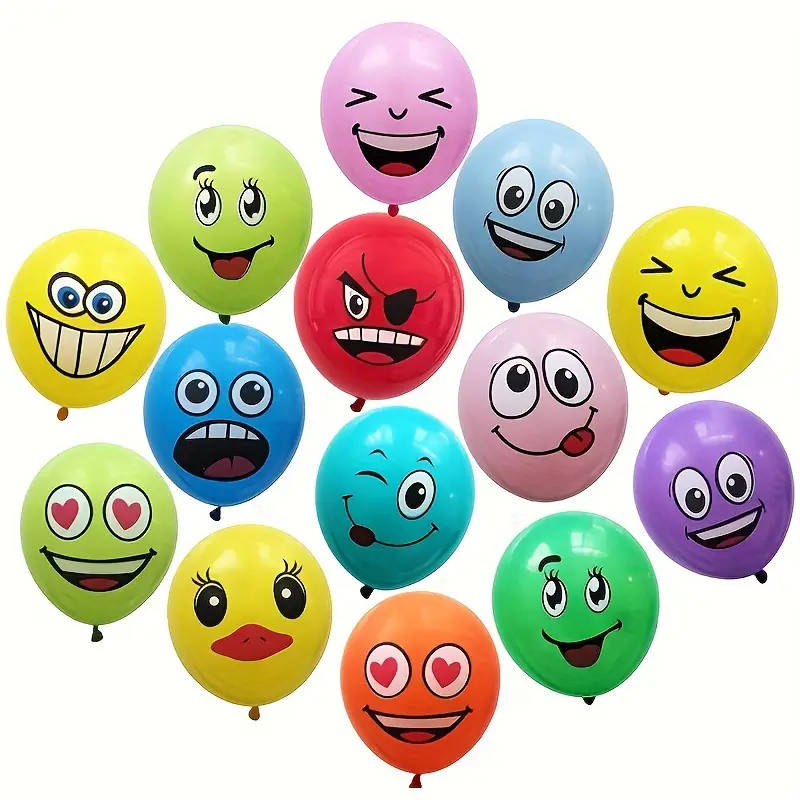 20 colorful latex smiley face balloons