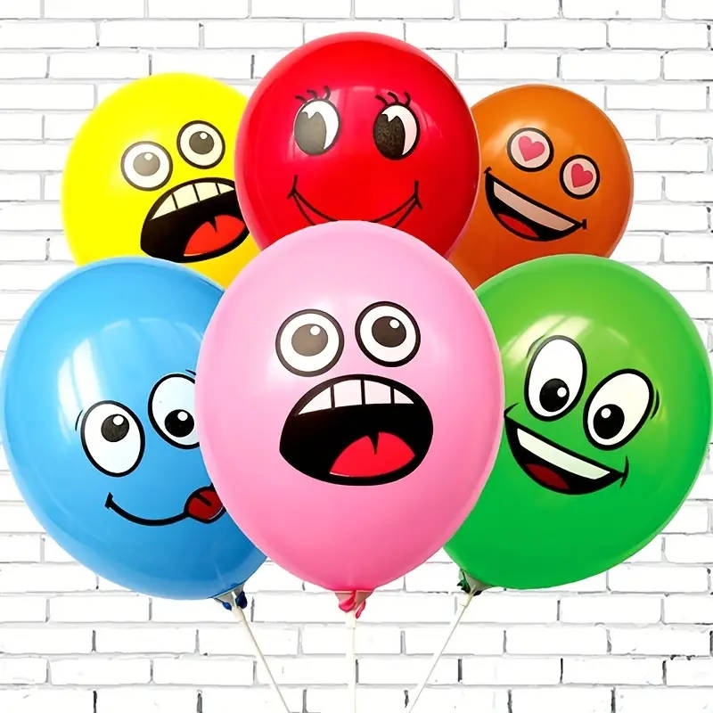 20 colorful latex smiley face balloons