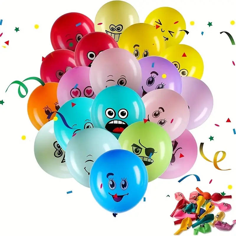 20 colorful latex smiley face balloons