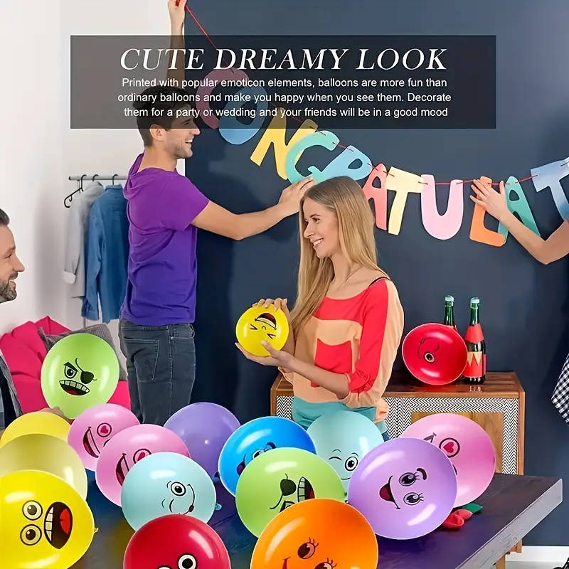 20 colorful latex smiley face balloons