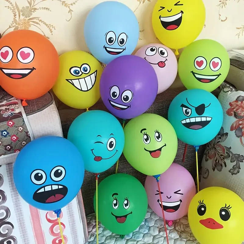 20 colorful latex smiley face balloons