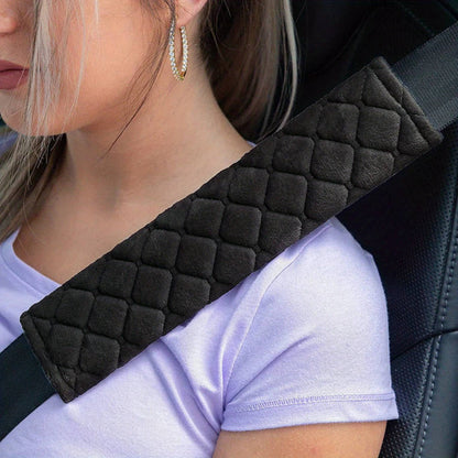 1 Pack Diamond Pattern Plush Car Seat Belt Cover Solid Color Seat Belt Cover Durable Travel Accessory