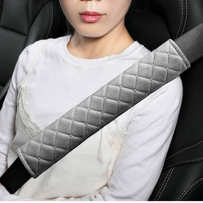 1 Pack Diamond Pattern Plush Car Seat Belt Cover Solid Color Seat Belt Cover Durable Travel Accessory