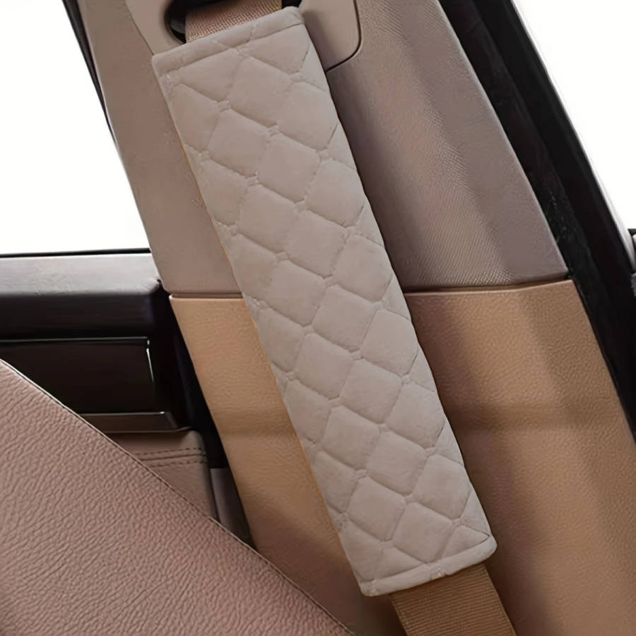 1 Pack Diamond Pattern Plush Car Seat Belt Cover Solid Color Seat Belt Cover Durable Travel Accessory