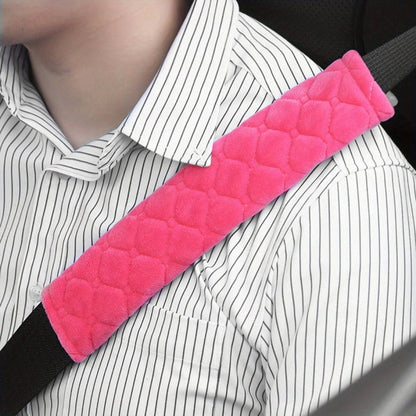 1 Pack Diamond Pattern Plush Car Seat Belt Cover Solid Color Seat Belt Cover Durable Travel Accessory