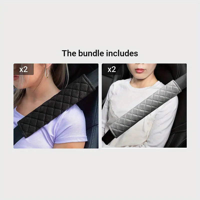 1 Pack Diamond Pattern Plush Car Seat Belt Cover Solid Color Seat Belt Cover Durable Travel Accessory