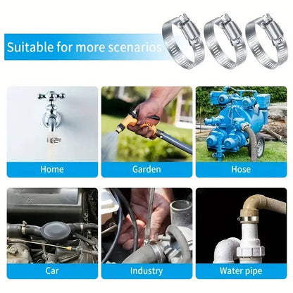 30-piece stainless steel adjustable hose clamp set