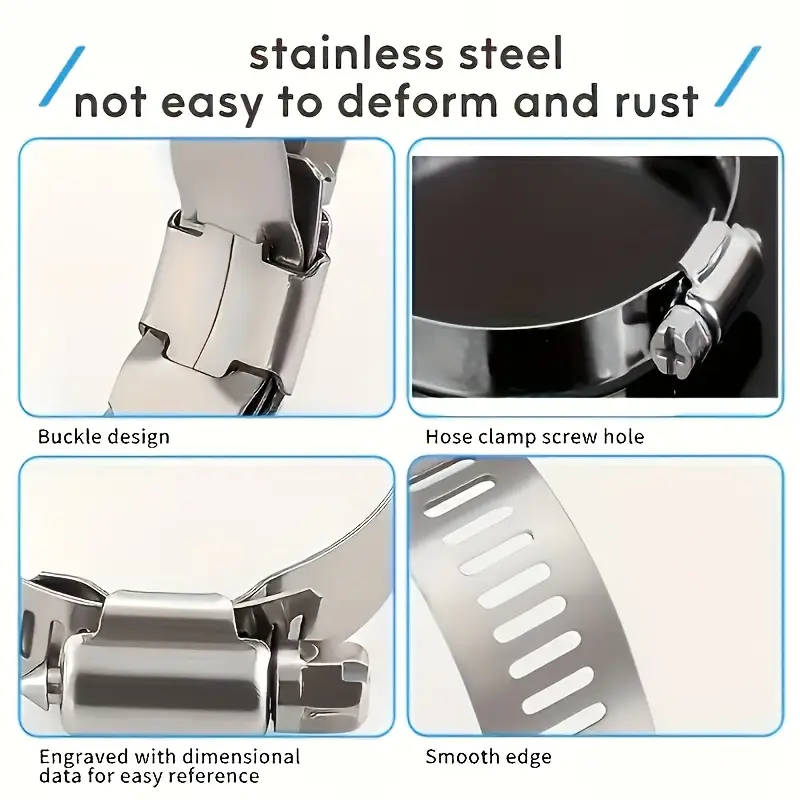 30-piece stainless steel adjustable hose clamp set